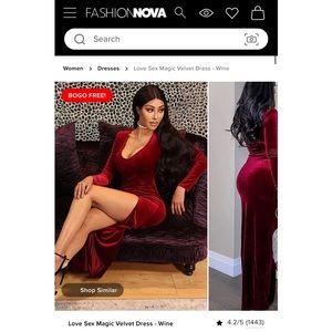“Love Sex Magic” red velvet dress - Fashionnova (Size L)
